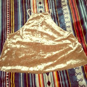 Beige velvet crop top with straps